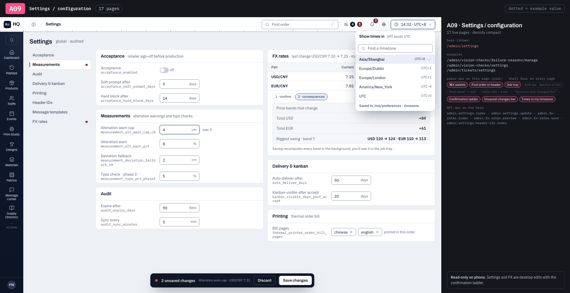 A09 · Settings / configuration