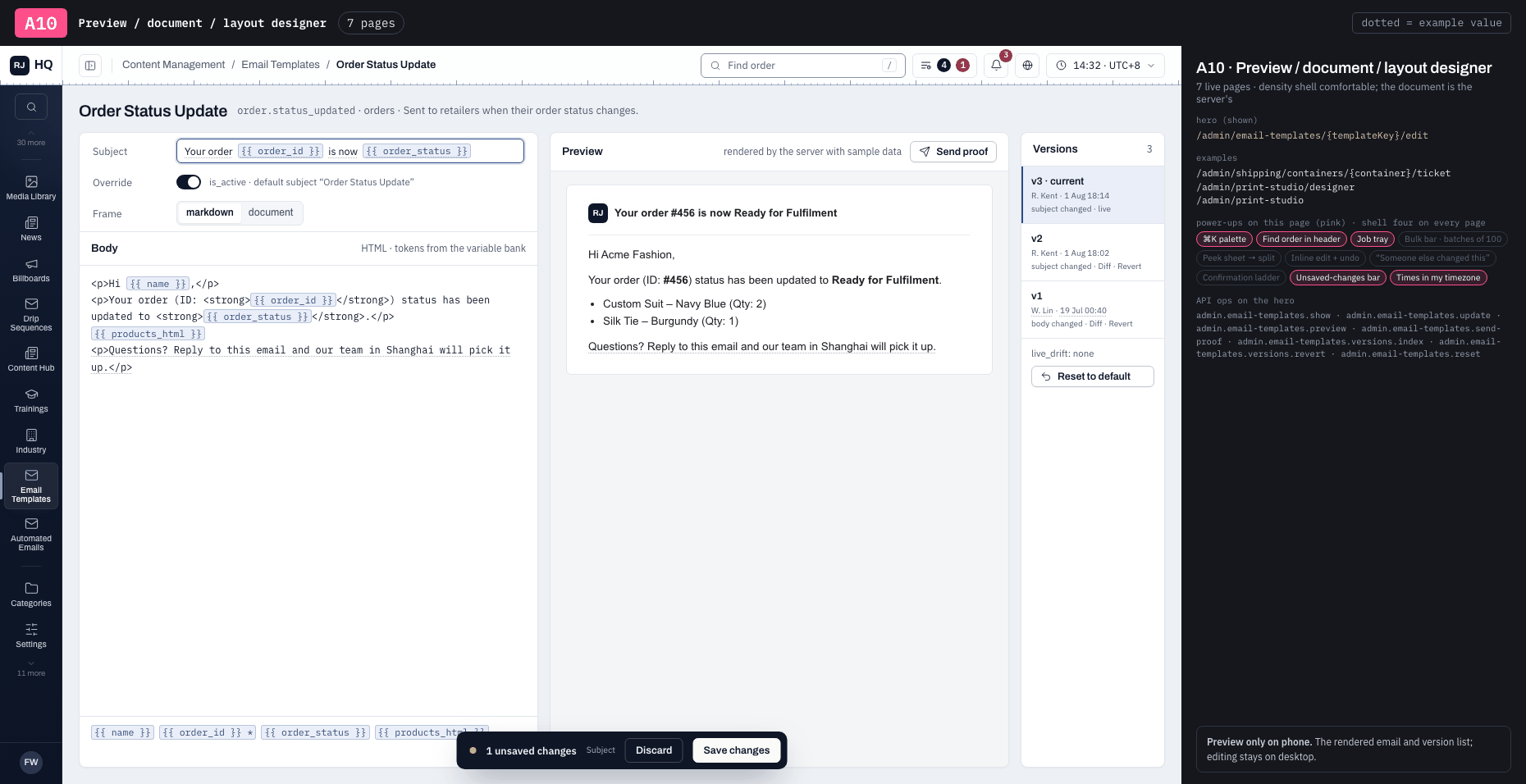 A10 · Preview / document / layout designer